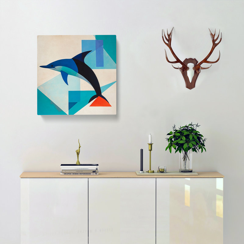 Dolphin Suprematism - Wrapped Canvas, 35cmH x 35cmW