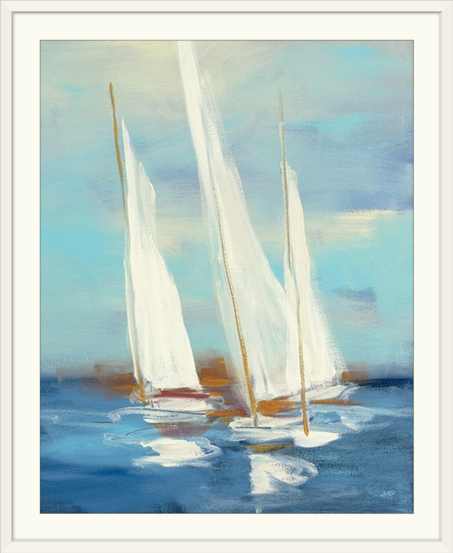 « iii » par julia purinton, reproduction d’art Summer Regatta, H 28 po x l 24 po x P 1 po, Cadre blanc
