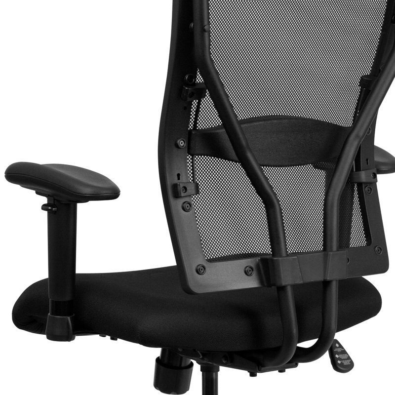 ErgoFlex Black Mesh Metal Drafting Chair with Adjustable Arms and High Back