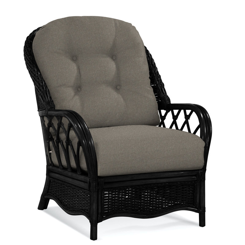 Chaise avec accoudoirs en rotin Everglade, Performance gris sucre; 0863-84, Noir, noir, noir, noir