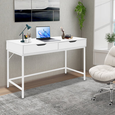 Bureau d'ordinateur avec 2 tiroirs et structure en métal