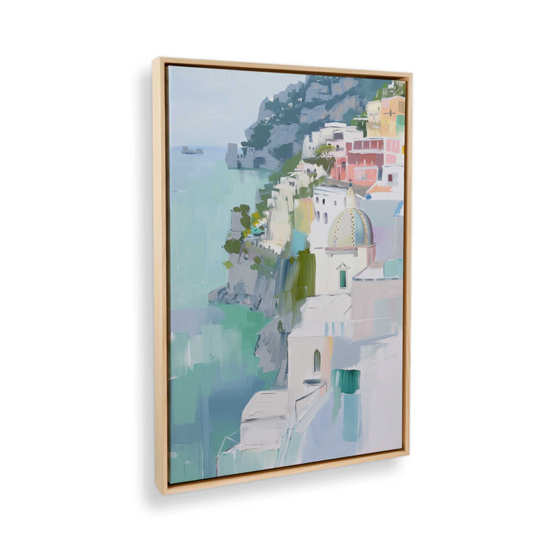 Coastal Village Glow II, H 31 po x l 21 po, Érable américain, Toile avec cadre