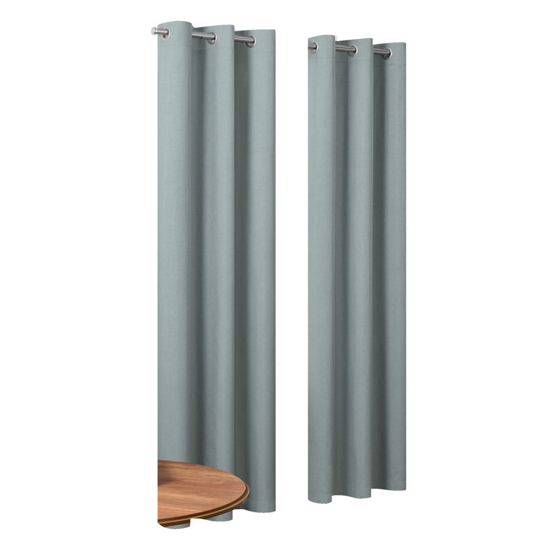 Eclipse Blackout Curtains, Pembroke Faux Linen Grommet Window Curtains, 95 in long x 42 in wide, Thermal Insulated and Noise Reducing Curtains for Living Room, Bedroom or Media Room, 2 Curtain Panels, Grey