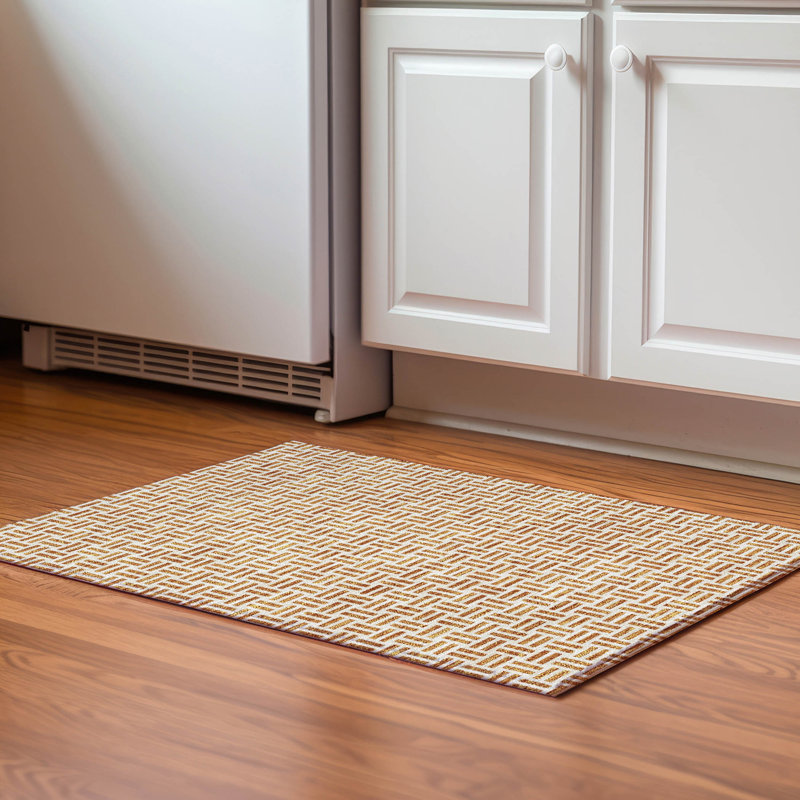Premium Machine Washable Prisco Copper Rug, Rectangle 1'8" x 2'6"
