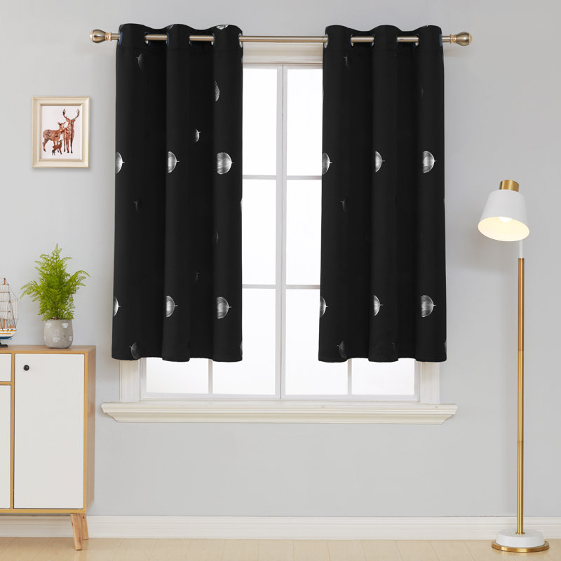 Víctor Room Darkening Curtain Pair, Black, 42" W x 71" L