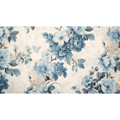 Blue Vintage Floral Classic Wallpaper