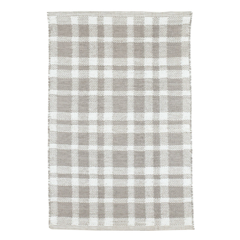 Tattersall Grey Handwoven Indoor/Outdoor Rug, Rectangle 8'6" x 11'6"