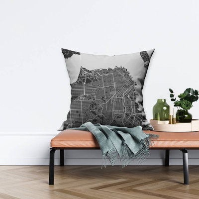 San francisco city plan - 26"x26" Throw pillow - Poly twill - Print on demand
