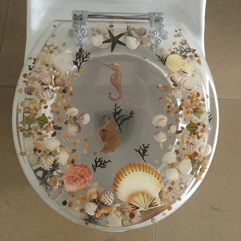 Sea Treasure Elongated Toilet Seat, Clear