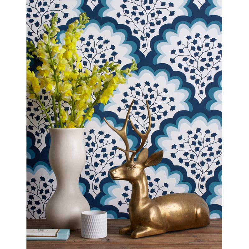 Angelina Wallpaper | Traditional / Roll - 27" x 30', Navy