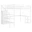 Grand lit mezzanine en métal avec accès en 3 étapes au lit supérieur, bureau en L et revêtement thermolaqué blanc pour la chambre à coucher, support robuste, sous les tablettes