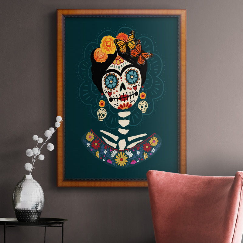 Toile encadrée de qualité supérieure «Bright Day of the Dead II» - prête à être accrochée, H 20 po x l 16 po