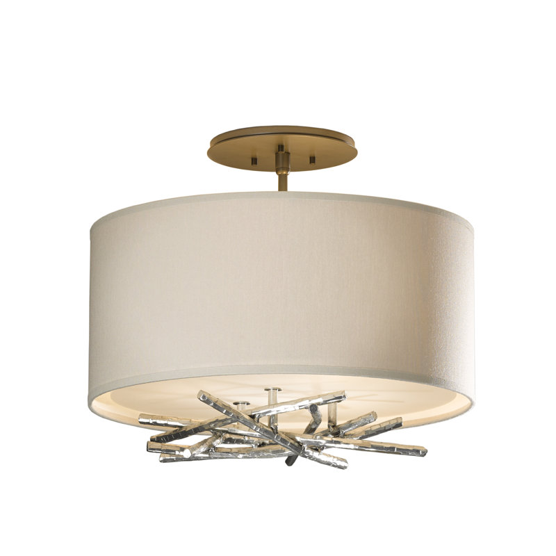 Brindille 3 - Light Semi Flush Mount, Flax, Vintage Platinum