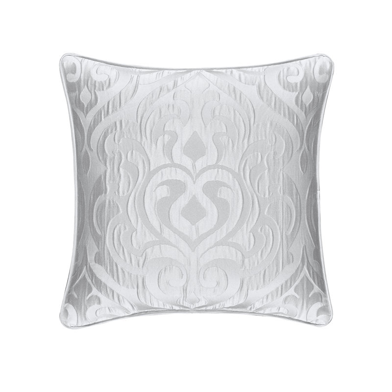 Astoria White Satin Embroidered 18" Square Throw Pillow