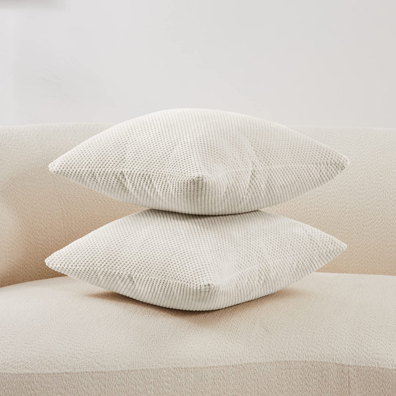 Raeyana Cream Square Throw Cushion Cover, 45cm H x 45cm W
