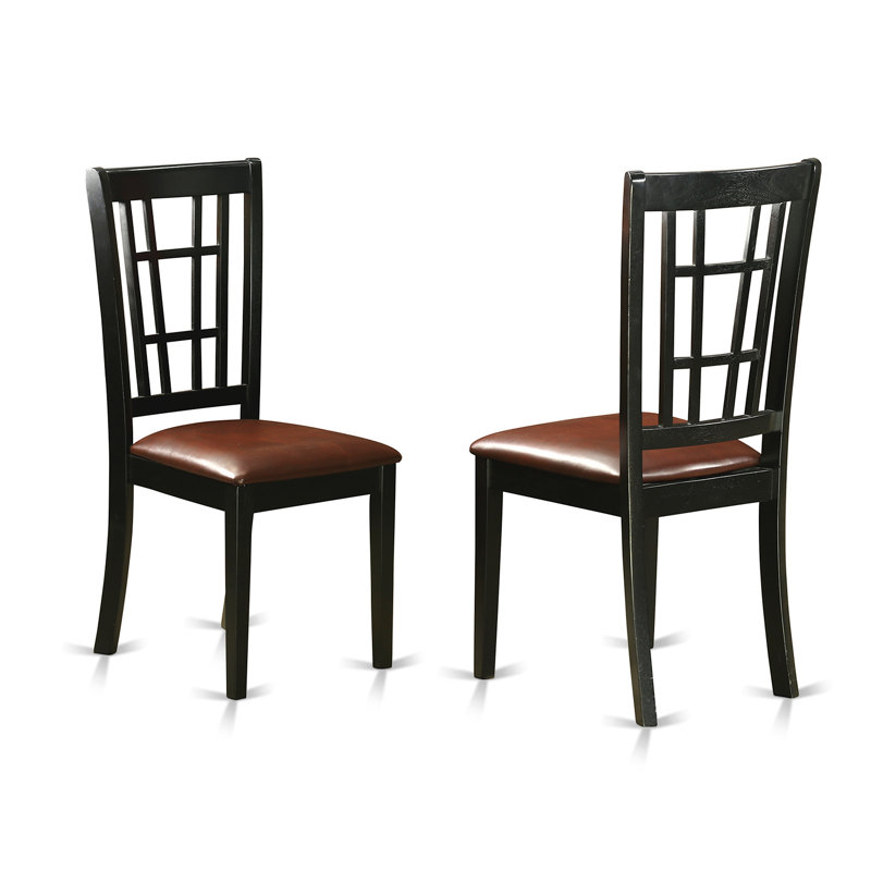 5 Piece Modern Dining Table Set Includes a Round Kitchen Table with Pedestal and 4 Faux Leather Dining Room Chairs, Black