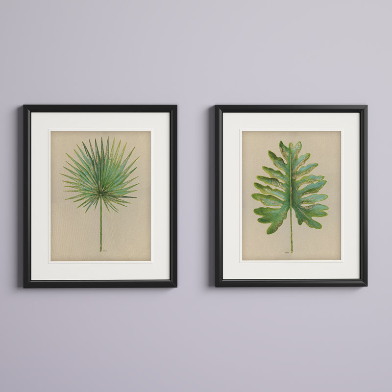 «Oasis», ensemble de 2 reproductions de peintures à l'acrylique encadrées, Cadre noir