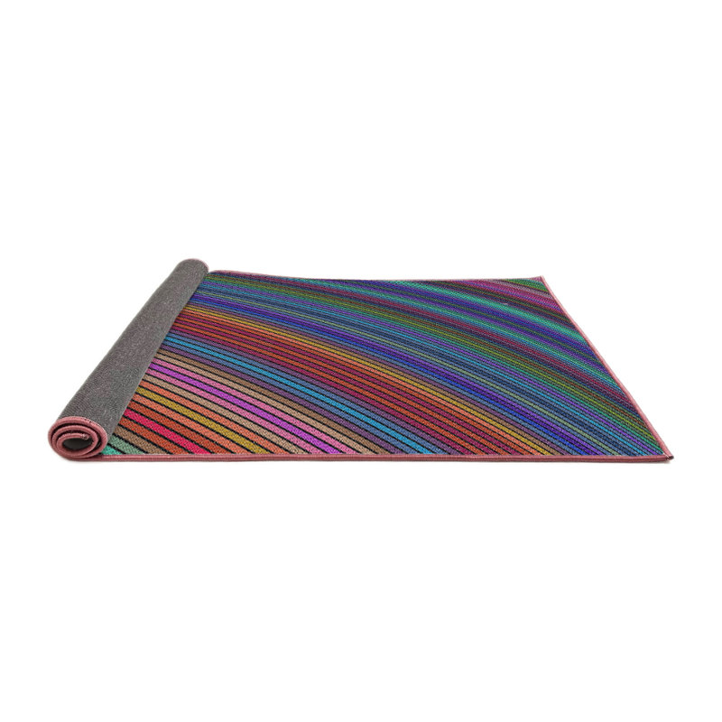 Tapis rouge/bleu/vert tissé à la machine, Carré 3 pi