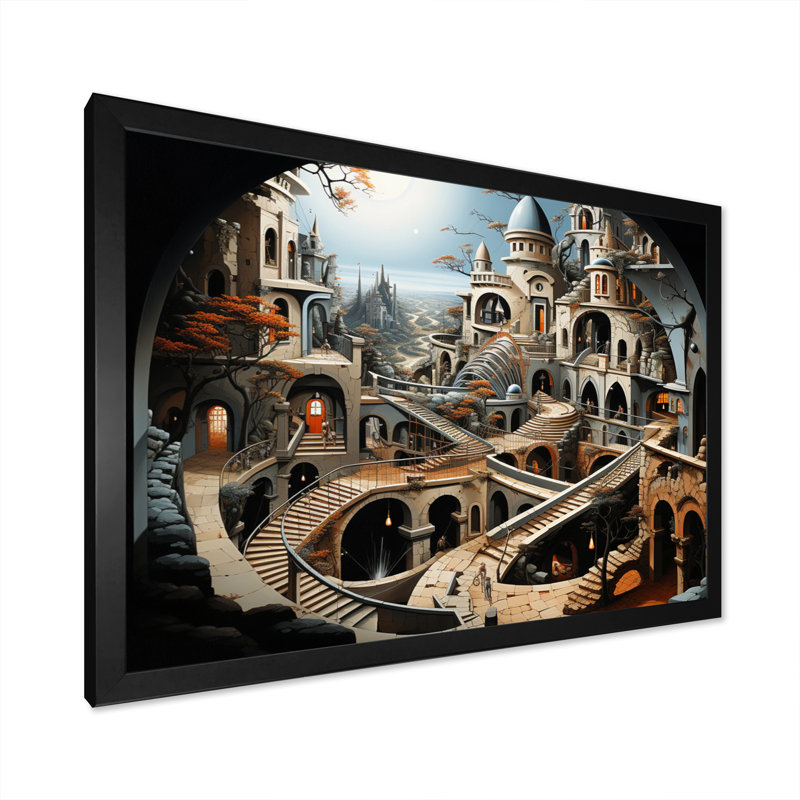 Surréalisme City Infinite Illusions II, Cadre photo noir, H 12 po x l 20 po x P 1 po