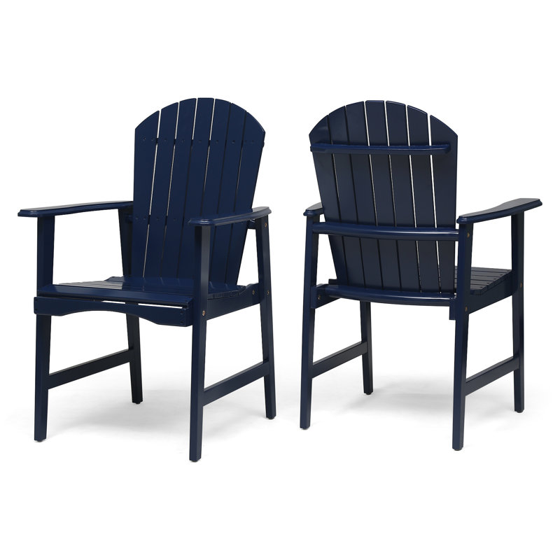 Outdoor Weather Resistant Acacia Wood Adirondack Dining Chairs (Set Of 2), Navy Blue