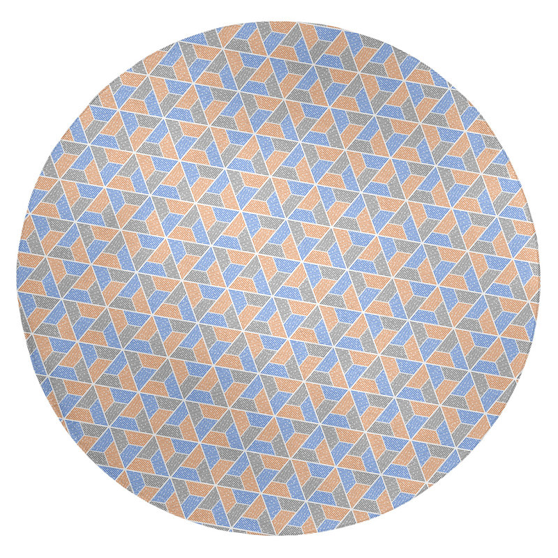 Tapis de pêche beige/sandy brun trapézoïdals, Rond 5 pi