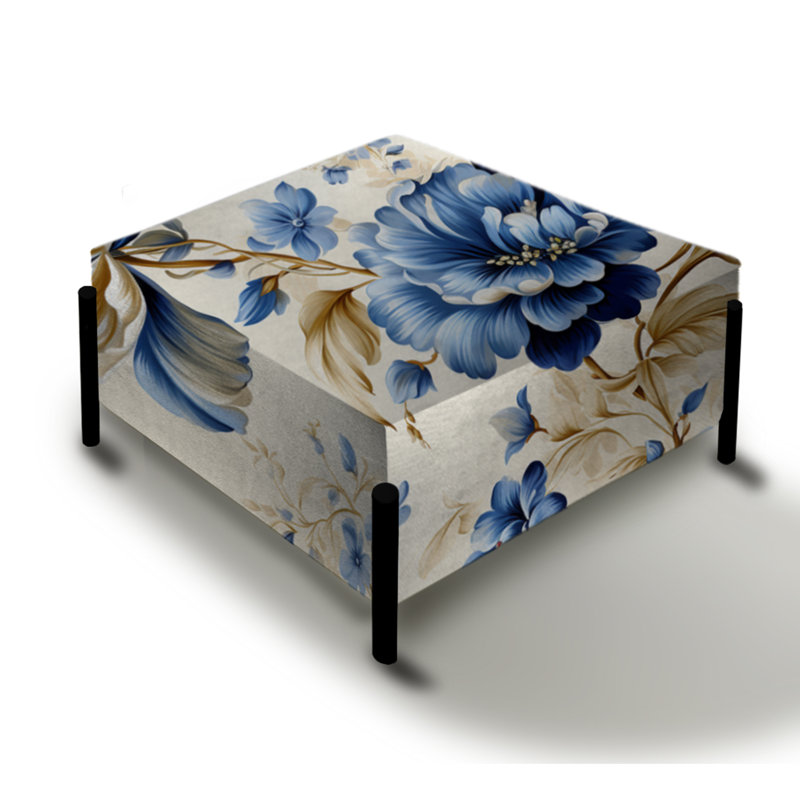 Grand repose-pieds carré Cobalt Blue Ornate