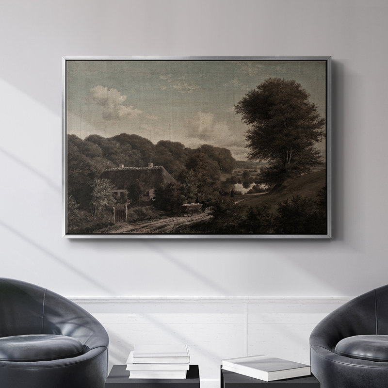Paysage rétro - CD XXXVII, H 17 po x l 25 po x P 2 po, Toile avec cadre flottant noir