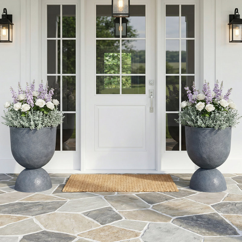 18.3 Inch Tall PE Tumbler-shaped Planter Pots, Gray