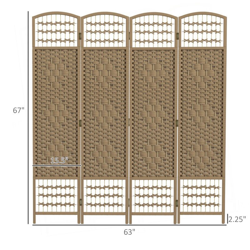 Cloison en bois massif Alaudin, 4, H 67 po x l 63 po x P 0,5 po, Naturel
