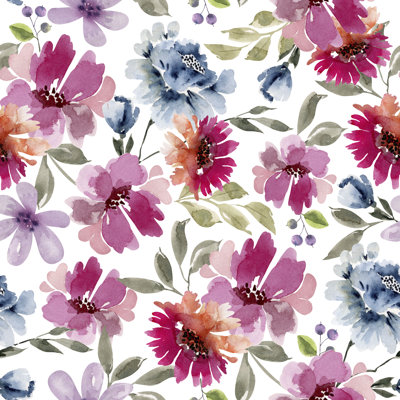 Fleurs roses et bleues