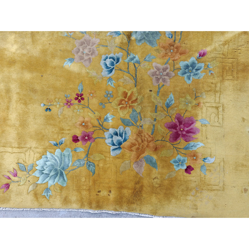 Antique Chinese - Art Deco Yellow 1930s Rug
