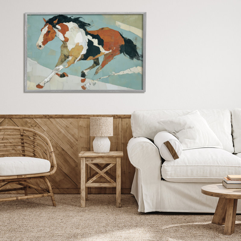 «Paint Horse in Motion», giclée encadrée, design par Chromatique Tempête Studio, 20 x 30, Farmhouse Grey Giclee Framed