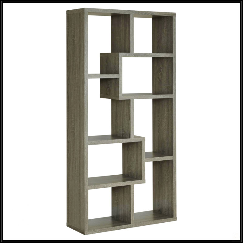 8-Shelf Geometric Bookcase, Gray