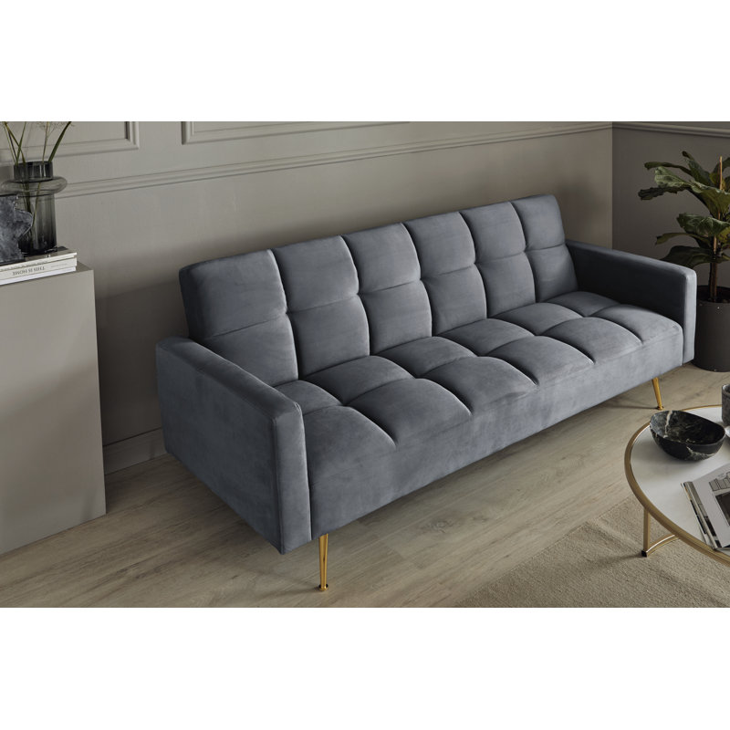 Shiflet 213Cm Velvet Square Arm Sofa, Grey
