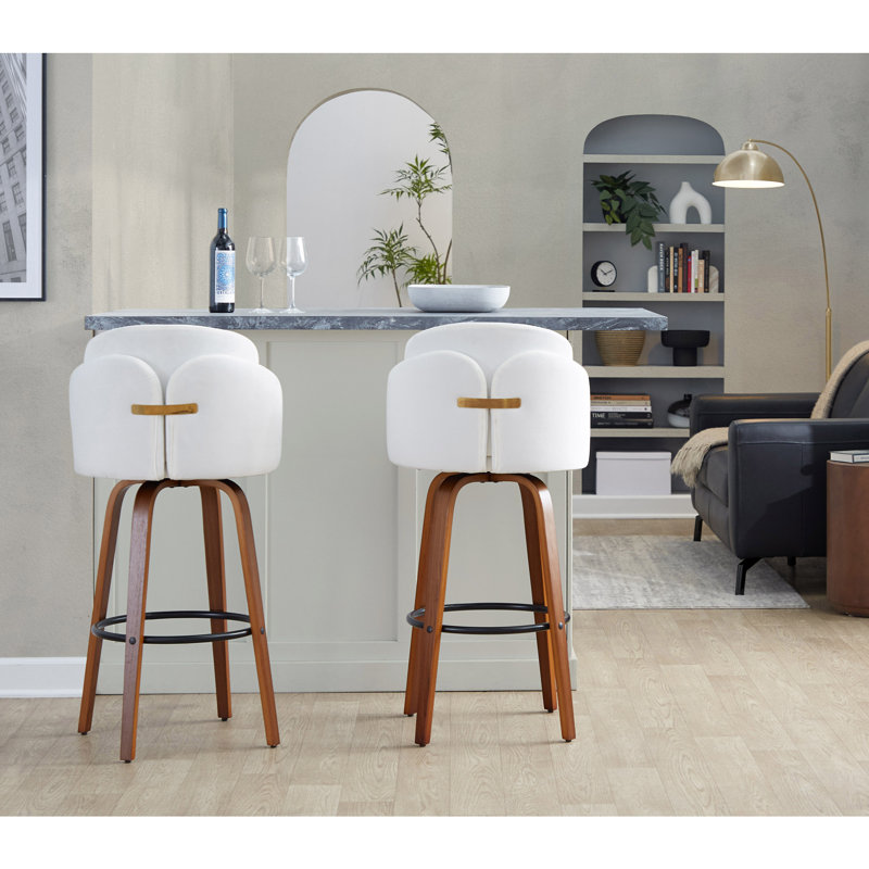 Tabouret de bar à hauteur fixe, Blanc, Noyer / noir