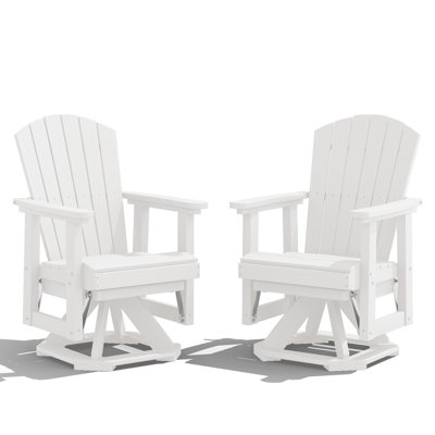 Plastic HDPE Resin Rocking Glider Chair Adirondack Swivel Outdoor Rocking Chair In White(Set Of 2)