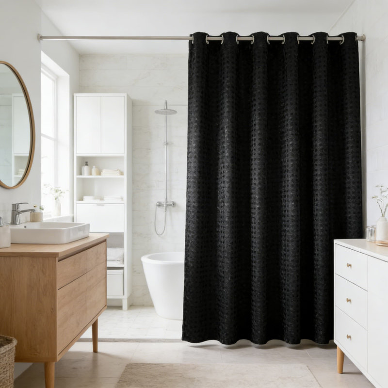 Rideau de douche Waffle, Noir