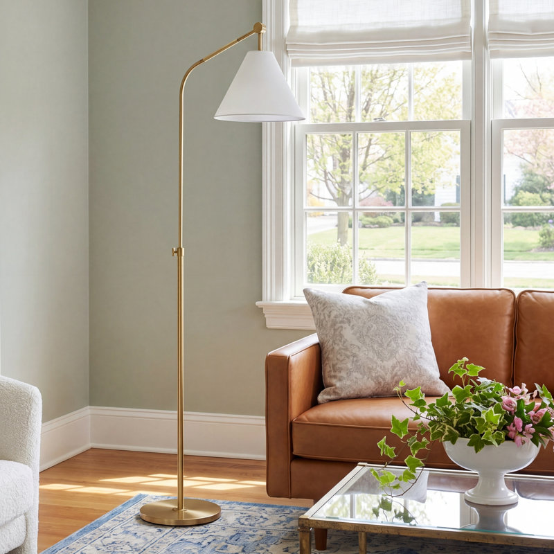 63.63 " Task Floor Lamp, Burnished Brass