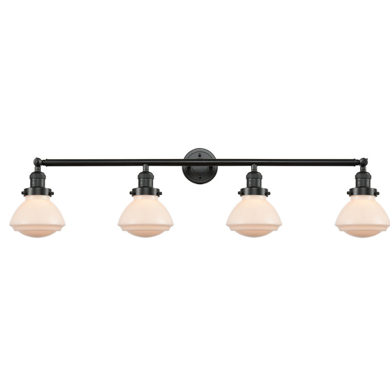 Éclairage pour salle de bain 4 lumières Chesterville, Ampoule incandescente rétro de 60 watts, Blanc mat, Nickel poli