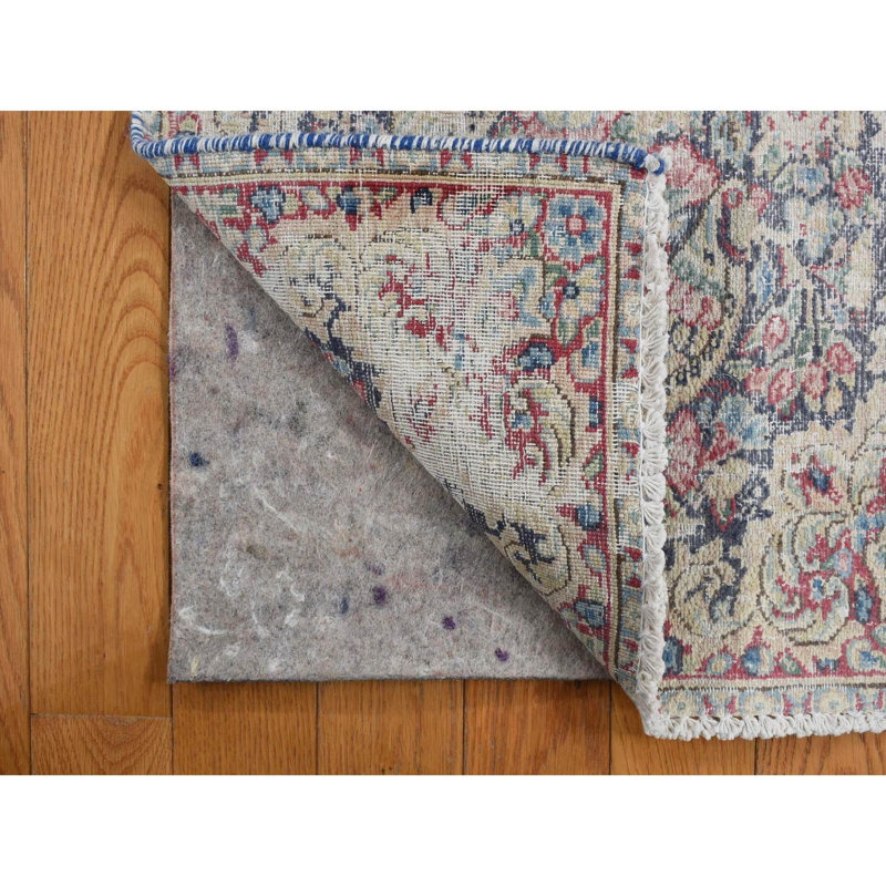 Tapis carré carré en laine des années 1960 de 1 pi 7 po x 1 pi 7 po Burie Bleu