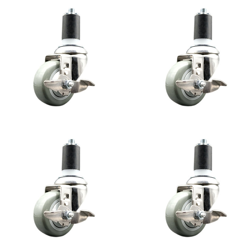 Poly Swivel Expanding Stem Caster Set Brake