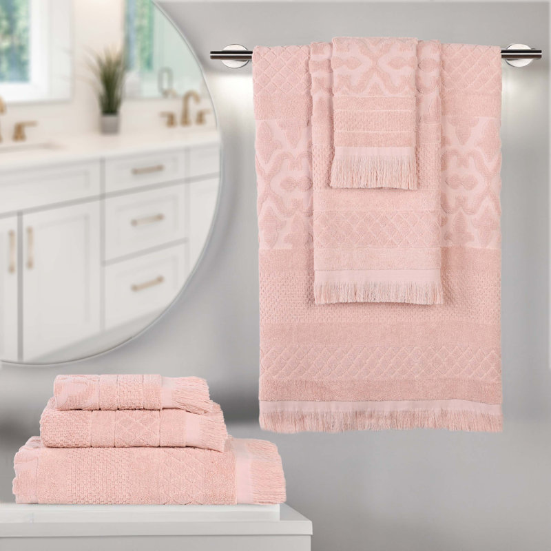 Serviette de bain Rolla, Ensemble de serviettes 6 pièces, Rose