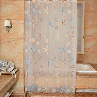 Rideau de douche PEVA avec 12 crochets en plastique - Mignon, long et grand, ensemble de véhicule récréatif, style hôtel