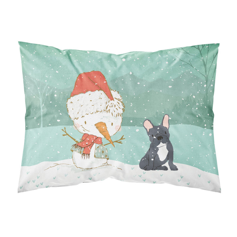 Snowman Christmas Microfiber, Black French Bulldog