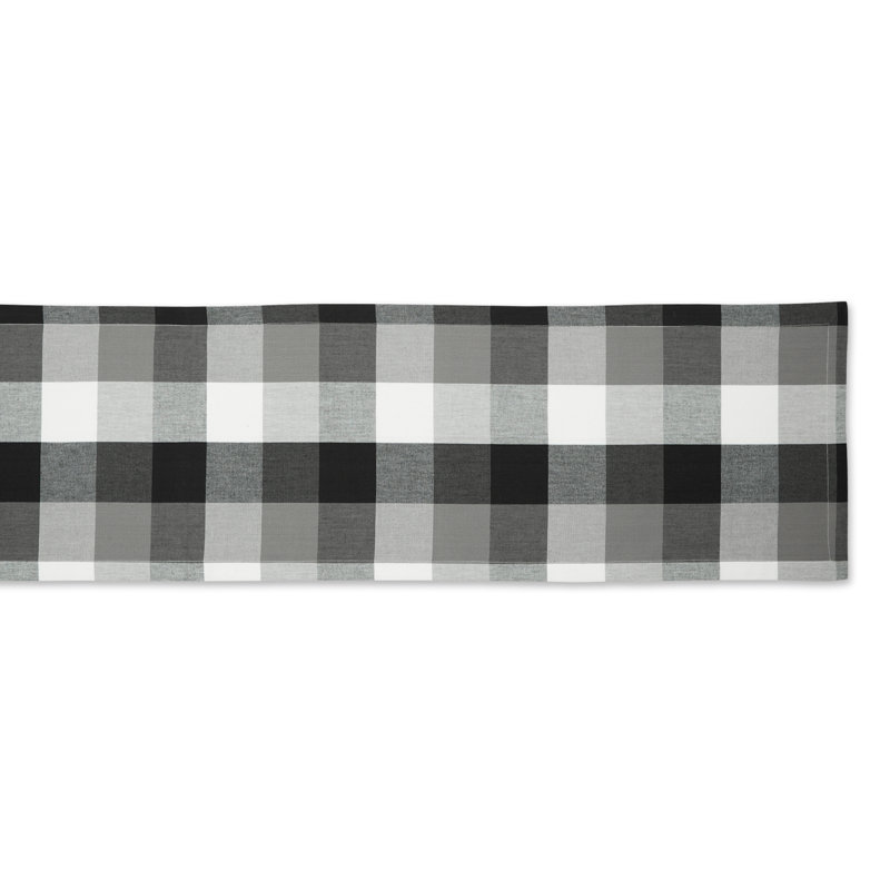 Betzaida Checkered 100% Cotton Table Runner, Black, 14" L x 72" W