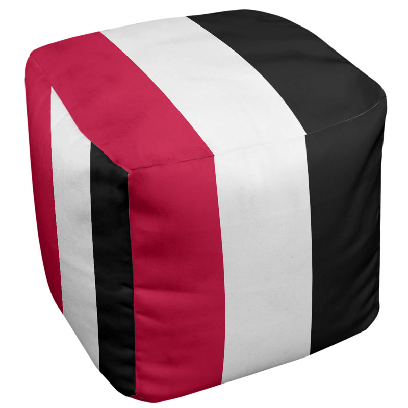 Repose-pieds cube new jersey college rayures, Rouge / blanc / noir