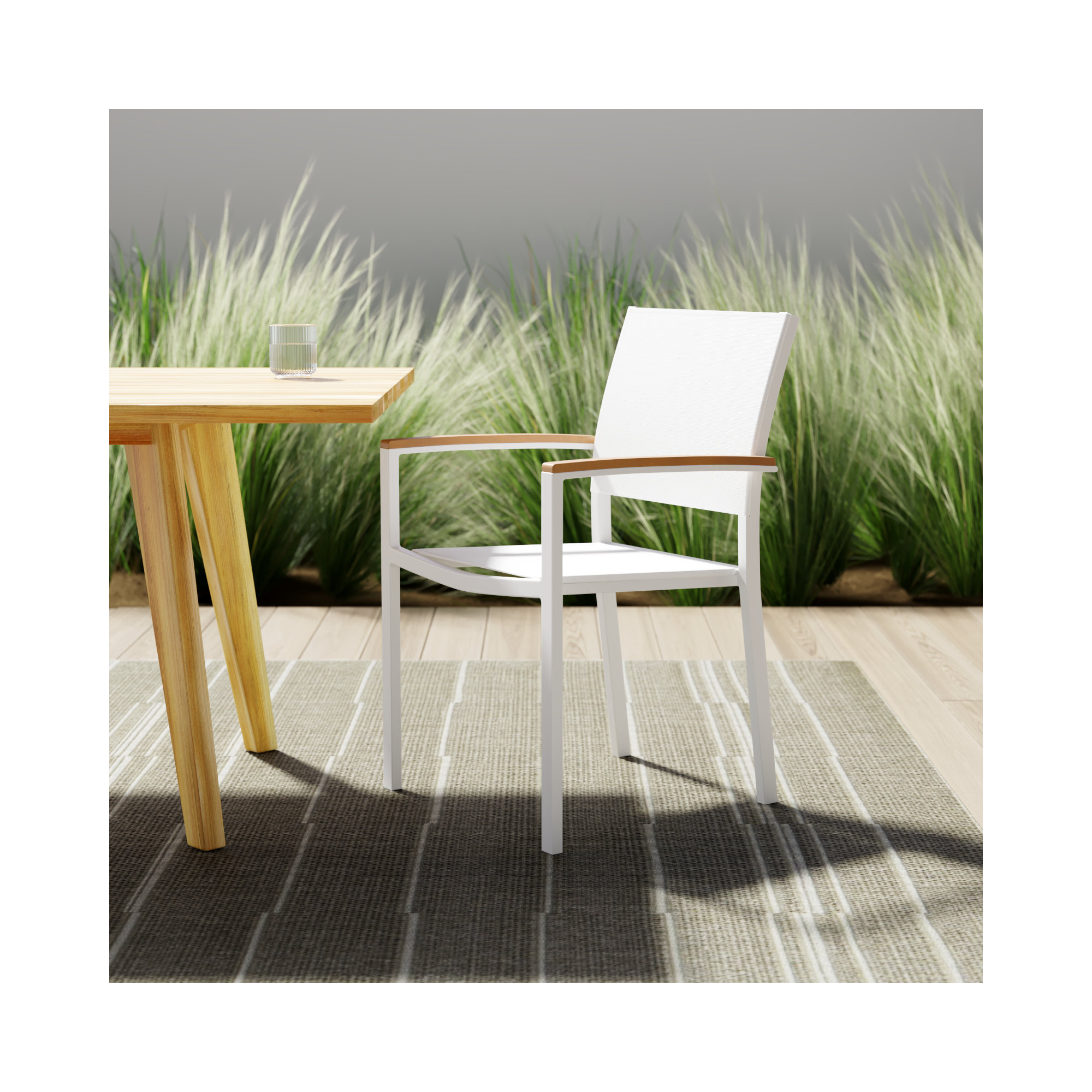 David Stacking Patio Dining Armchair