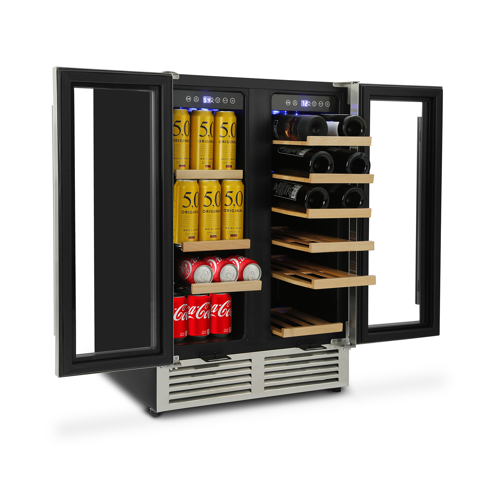BODEGAcooler 24 Wine and Beverage Cooler Dual Zone 19 Bottles and 57 Cans