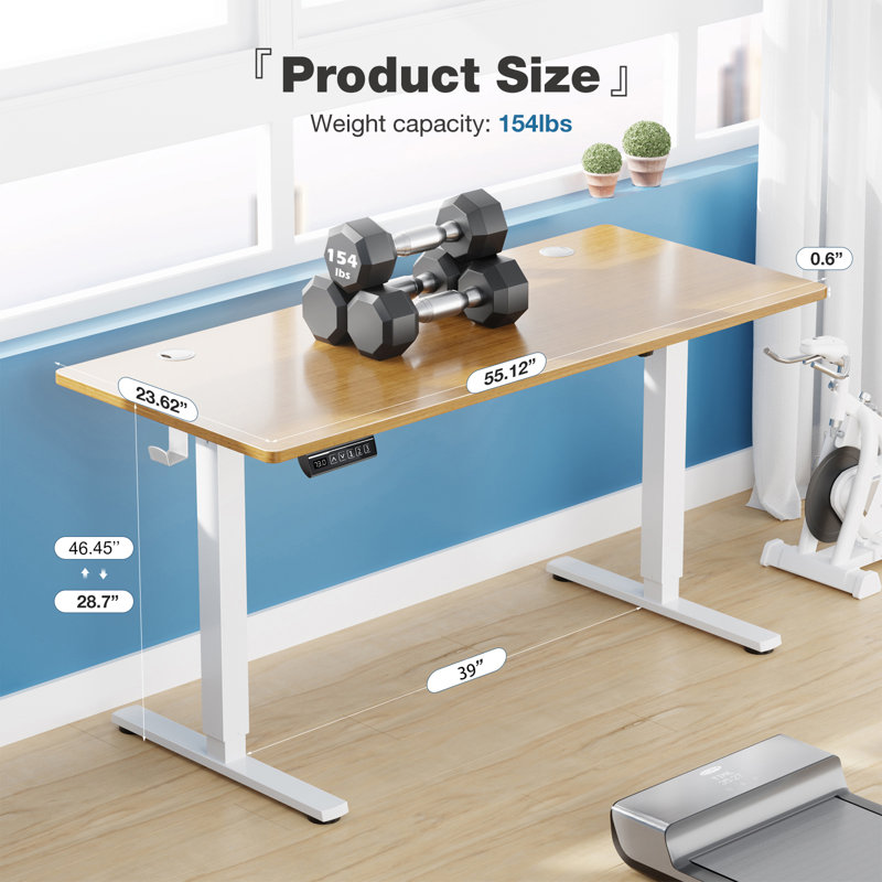 Koree Standing & Height-Adjustable Desks, Natural/White, 46.46'' H x 55.12'' W x 23.62'' D