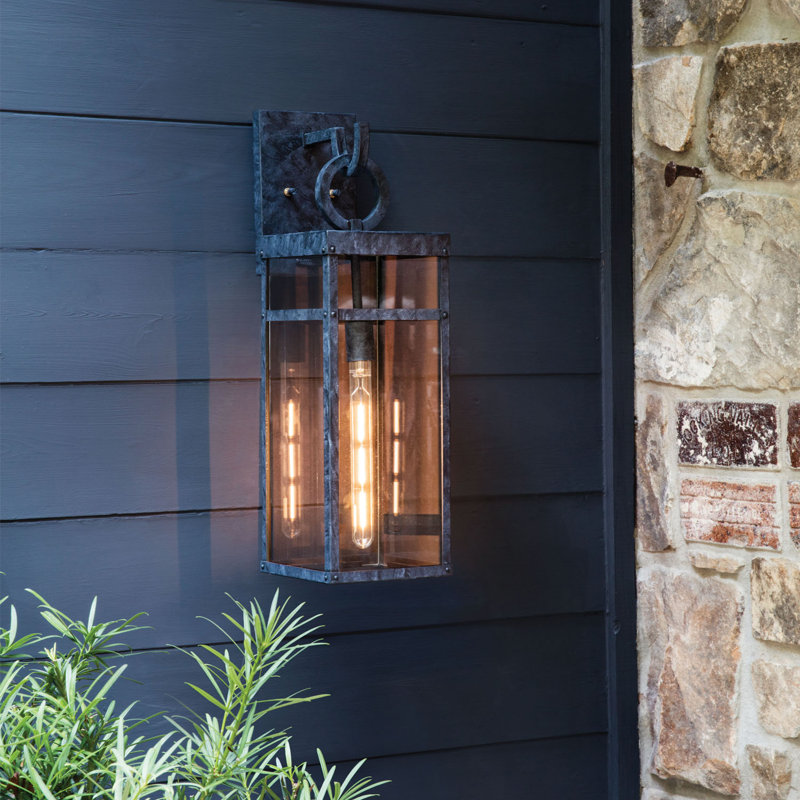 Porter Outdoor Wall Lantern By Lisa McDennon, Aged Zinc, 18.5" H x 6" W x 7.5" D